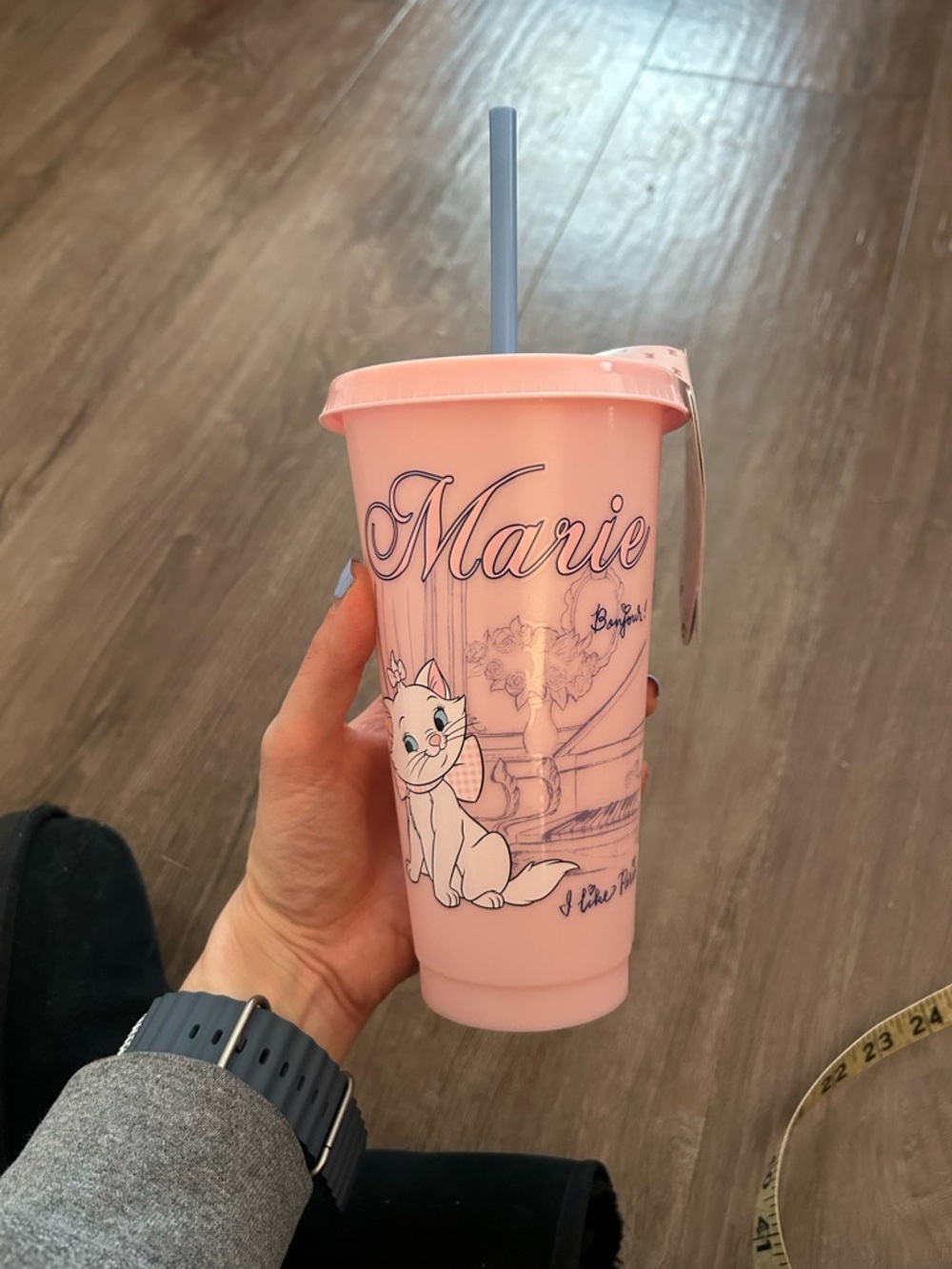 NWT Pink 'Marie' Illustrated Tumbler with Straw - Picture 2 of 2